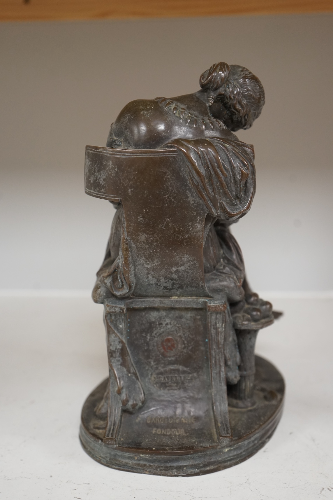 After Pierre Jules Cavelier (French 1814 -1894), bronze of a classical maiden, Ferdinand Barbedienne foundry mark, 25cm high. Condition - good